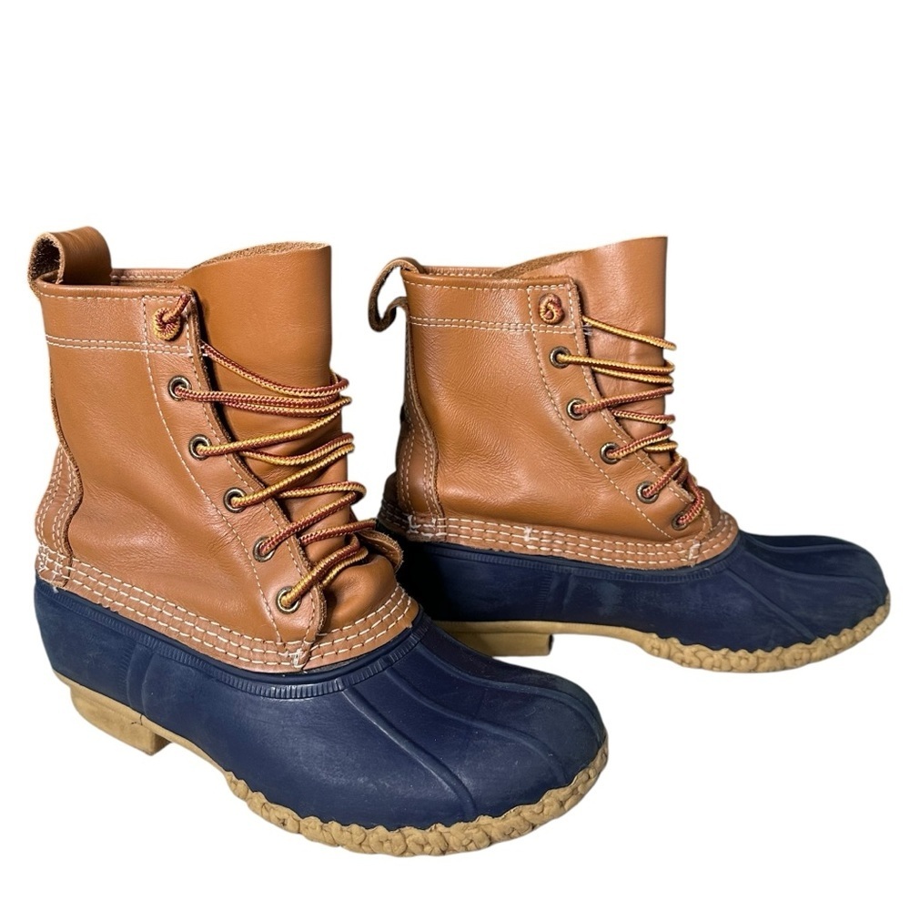 L.L. Bean Woman’s 5” Pull On Bean Boots Brown Blue Size 6 Fits Size 7